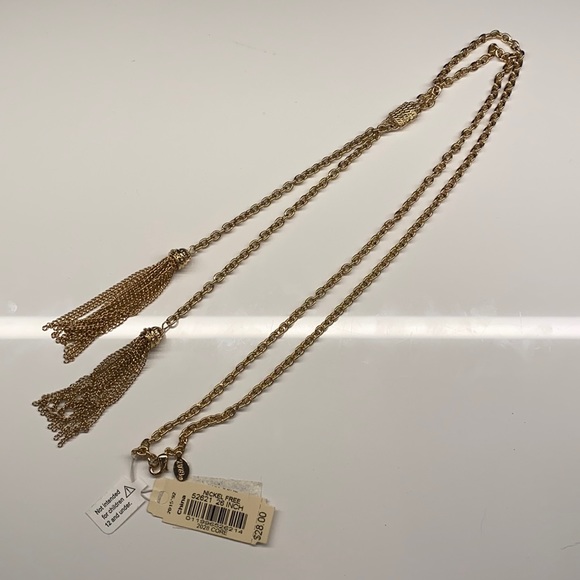 NWT | Gold Double Tassel Necklace - Picture 1 of 7